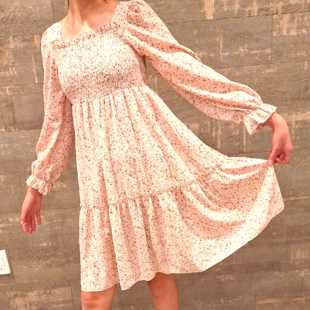 Floral Pink Smocked Dress